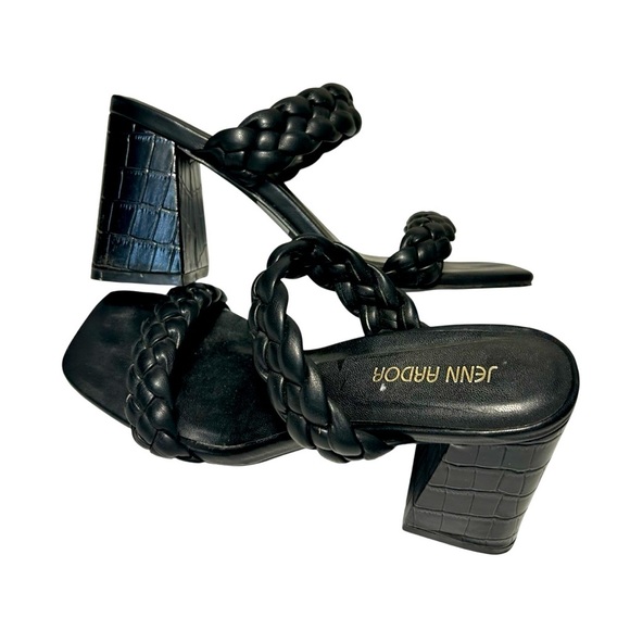 Jenn Ardor Womens Black Braided Chunky Heeled Sandals Sz 8 - Picture 2 of 11